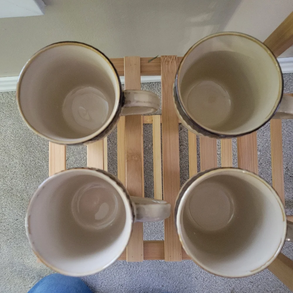 Crate&Barrel Scavo Dinnerware Coffee Tea Cups Mugs Set of 4 Retired Pattern